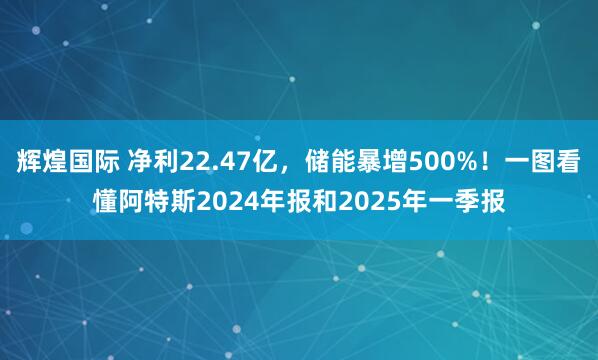 辉煌国际 净利22.47亿，储能暴增500%！一图看懂阿特斯2024年报和2025年一季报